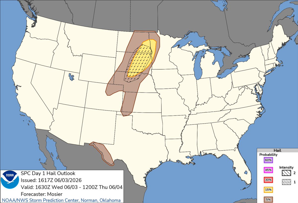 PDRintel's tweet photo. Tuesday June 2nd 2026 - 38 hail storms in 7 states (ND, NM, SD, TX, FL, WY, MT) - https://t.co/fde7cmKsyS + Hail maps ~ Checkout https://t.co/VHx2Vty1Gq https://t.co/nvWwVOPF4k