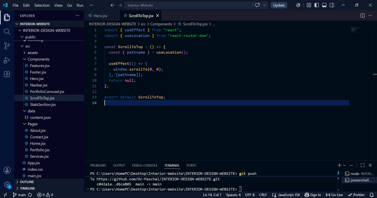Oc_paschal_code's tweet photo. Day 62 Learning React 

Today was all about improving the user experience.I fixed the mobile navbar by adding a hamburger menu, made the navbar sticky, and added a smooth transparent to dark effect on scroll. 

I also connected the hero buttons to their correct pages and fixed a routing bug that had both buttons pointing to the same path.

Finally, I fixed a scroll issue where navigating between pages would keep the previous scroll position. Now, every page starts from the top, making navigation feel much smoother and more professional.

Another step forward. We keep building. 💜