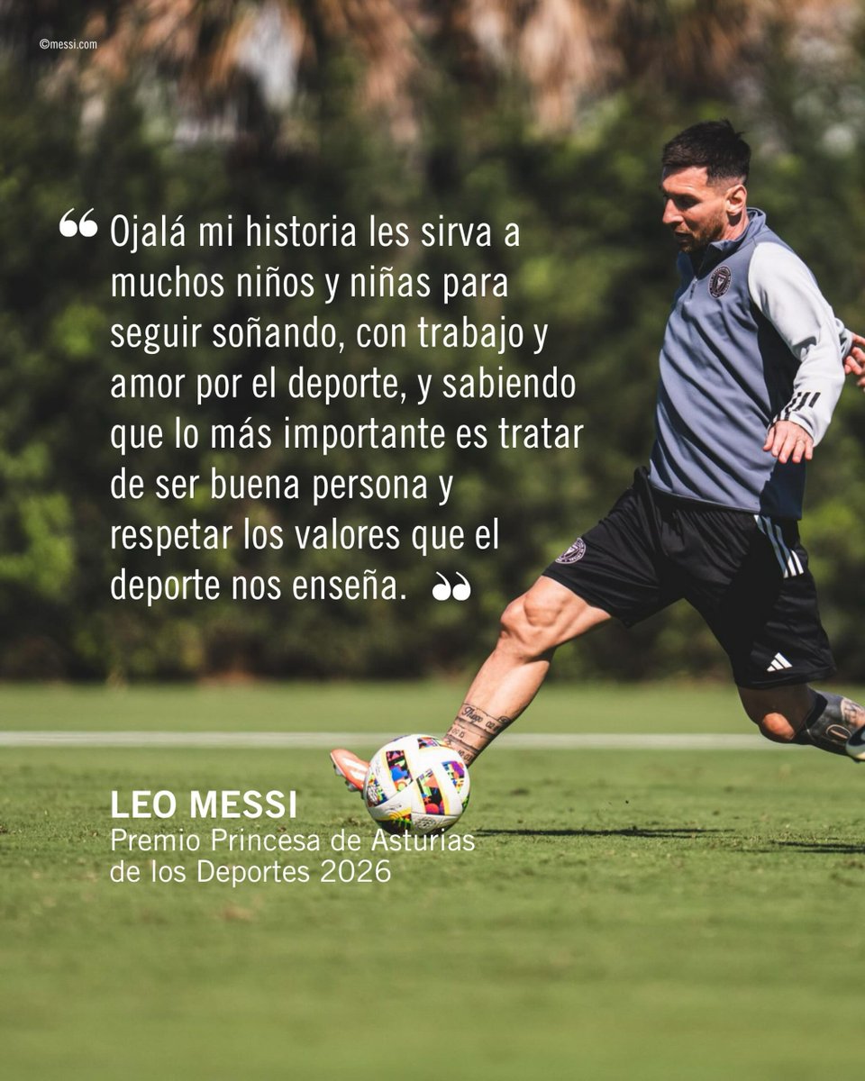 messi10_rey's tweet photo. 🚨Las palabras de Leo Messi tras ganar el premio Princesa de Asturias de los deportes 2026.

Leo🇦🇷🗣️: Nada de lo q conseguí lo hice solo, detrás de cada logro hay compañeros, familia y muchísima gente que me ayudó en el camino !!!! https://t.co/ZowScNwfac