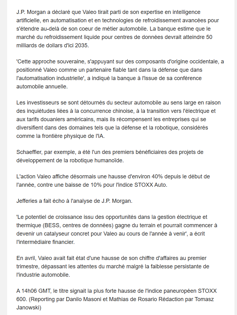 capitify's tweet photo. Thèse validée aujourd'hui par J.P Morgan et Jefferies pour Valeo $FR d'où les +18% du jour.

Slowly, then all at once. 🫦 https://t.co/9BanqA6h71