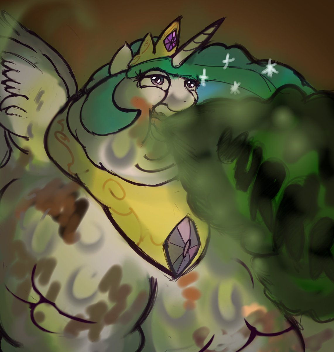 skullhing1's tweet photo. A belching Princess Celestia drawing that I've done today with an additional variant of her being much more slobby 🤭 https://t.co/MAUfoPyt0a