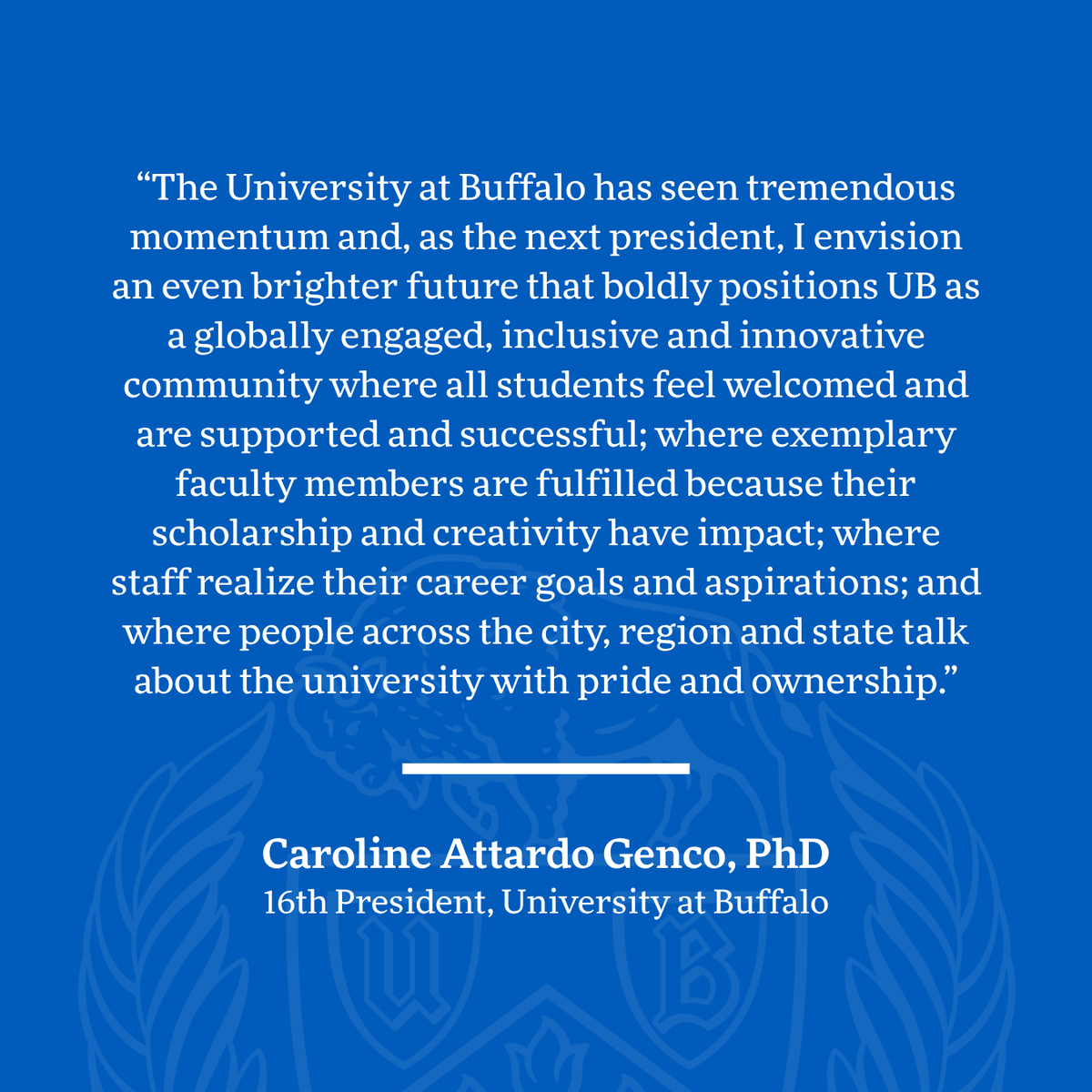 UBuffalo's tweet photo. Learn more about President Genco's journey to #UBuffalo! ▶️ https://t.co/kyPAt78UI8

(7/7) https://t.co/GZQYjrv6Ua