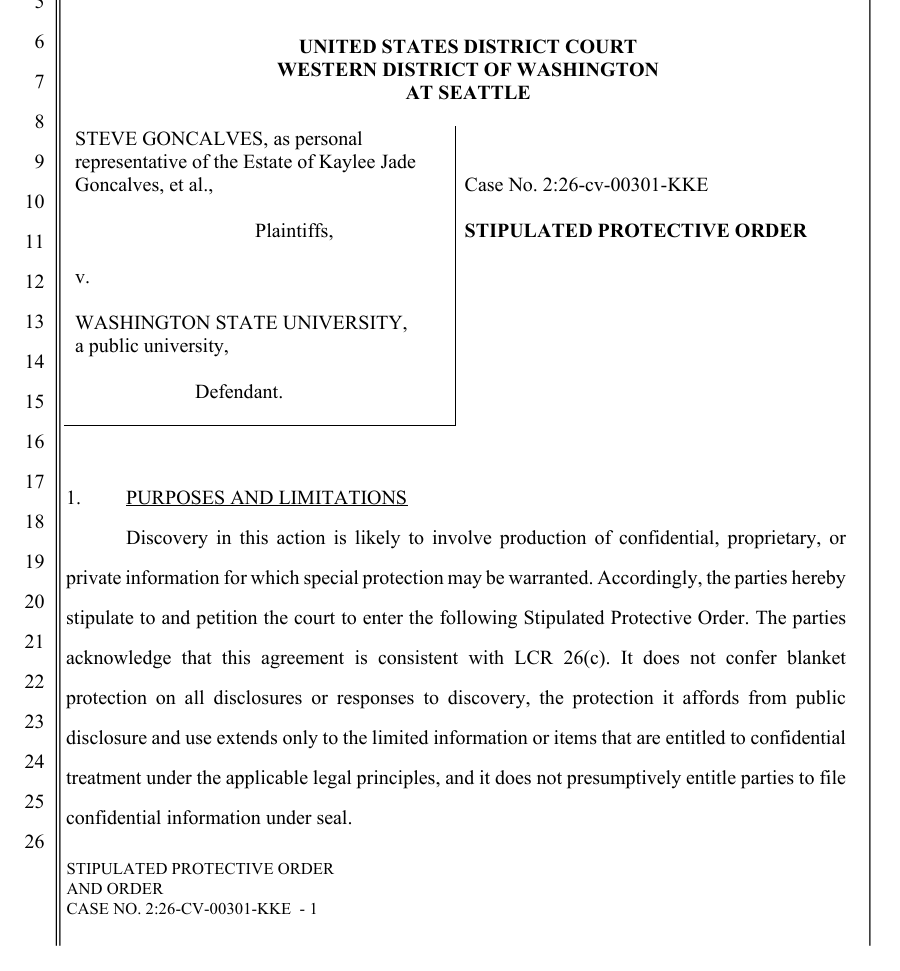 SarahDIrish's tweet photo. Stipulated Protective Order 

~15 Pages
https://t.co/bTZoEAwtPc

Agreement Regarding Discovery Of Electronically Stored Information and Order 

~23 pages
https://t.co/bTZoEAwtPc

#WSULawsuit
#BryanKohberger https://t.co/XV0Lw7QFua