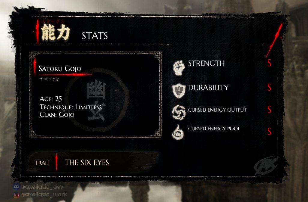 axellatic's tweet photo. Japanese-Style Stats menu (Heavily inspired by the style of ancient Kyoto) + JJK menu

#RobloxUI #Roblox #RobloxDev #GameDev #Commissions #Development #art #UI https://t.co/hs45fdkL9t