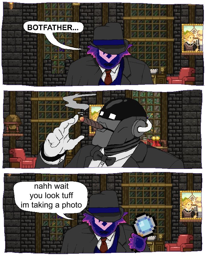 KnightJam01's tweet photo. @foolibuster My new Starbound character and its boss https://t.co/M0JLjr0lJ4