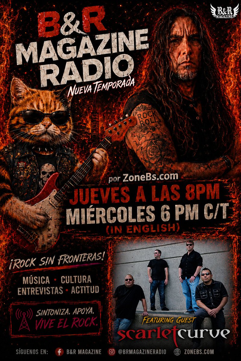 zenon1970crue's tweet photo. Today like every Wednesday at 6 pm c/t B&amp;R Magazine Radio broadcasts from https://t.co/3SFzgdv6Y0 for @ZonebsRadio , and we have an interview with @ScarletCurve , wanting to make classics!!!! https://t.co/x8GJASFJSs