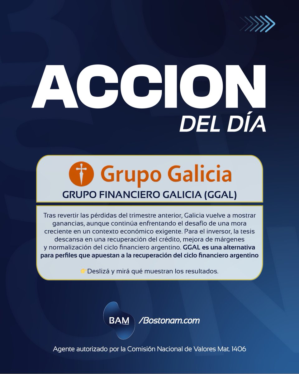AssetBoston's tweet photo. Los resultados mejoran, pero el desafío sigue siendo el mismo.

Galicia volvió a mostrar ganancias tras revertir las pérdidas del trimestre anterior, en un contexto donde la recuperación del negocio todavía convive con un deterioro en la calidad de cartera.

La expectativa del mercado sigue puesta en una normalización del ciclo financiero, con recuperación del crédito, mejora de márgenes y mayor eficiencia operativa.

Sin embargo, la evolución de la mora continúa siendo el principal foco de atención hacia adelante.

👉 Deslizá el carrusel y mirá qué muestran los resultados de Galicia.
