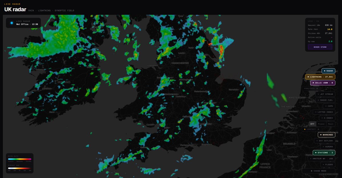 chaseituk's tweet photo. Our very own website! ⚡⚡

https://t.co/bcpDVaCctH

Incase you haven't seen, we've just released the official ChaseItUK website.

A UK weather hub, with convective outlooks, live radars, educational material, live chase modes &amp; so much more.

Give us feedback below!

#ukweather https://t.co/j6TepyOudB