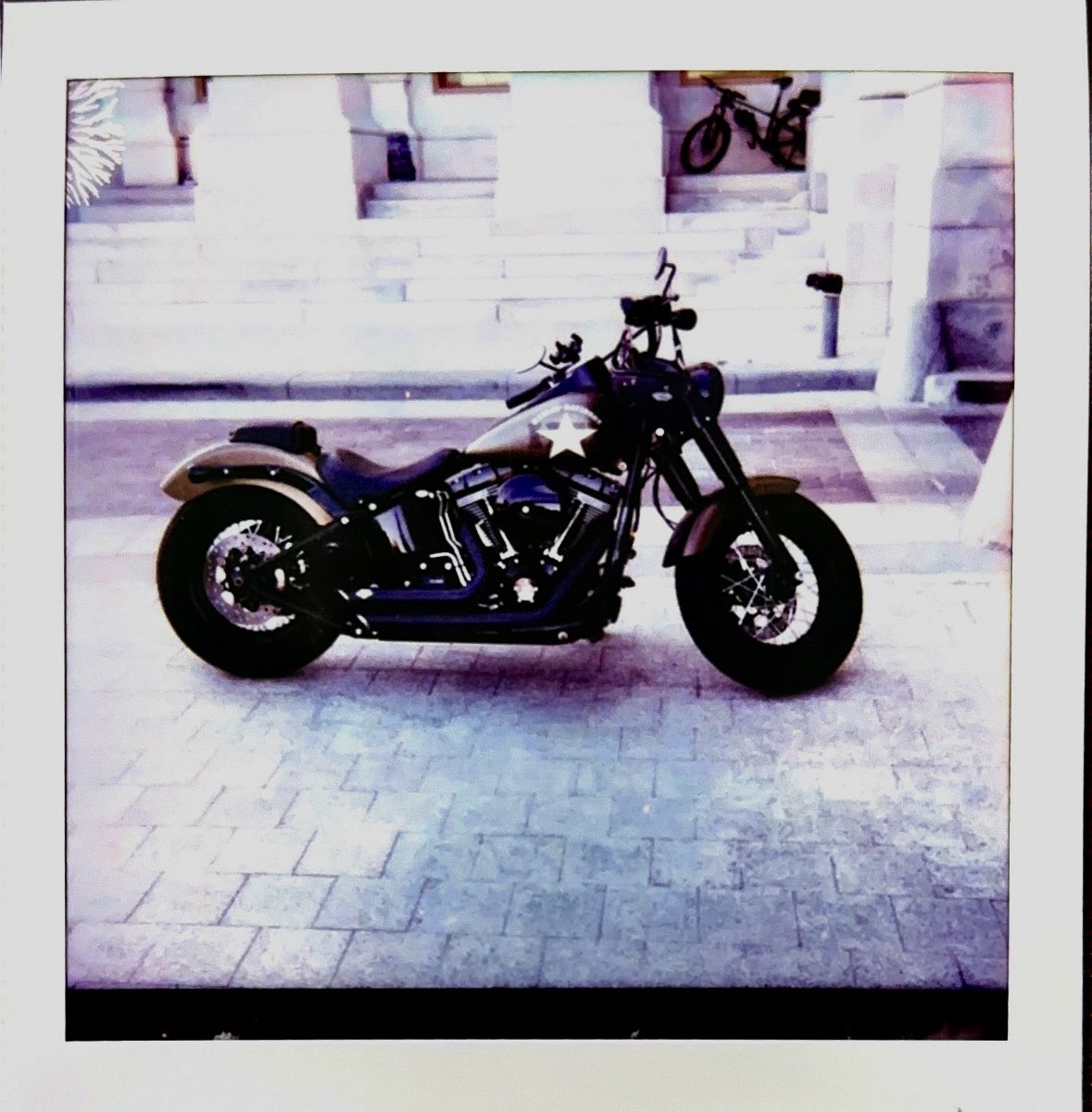 BenjaminSWeiss's tweet photo. Rep. Derrick Van Orden’s olive drab Harley-Davidson Softail Slim S, on film https://t.co/pxHpAQYjYW