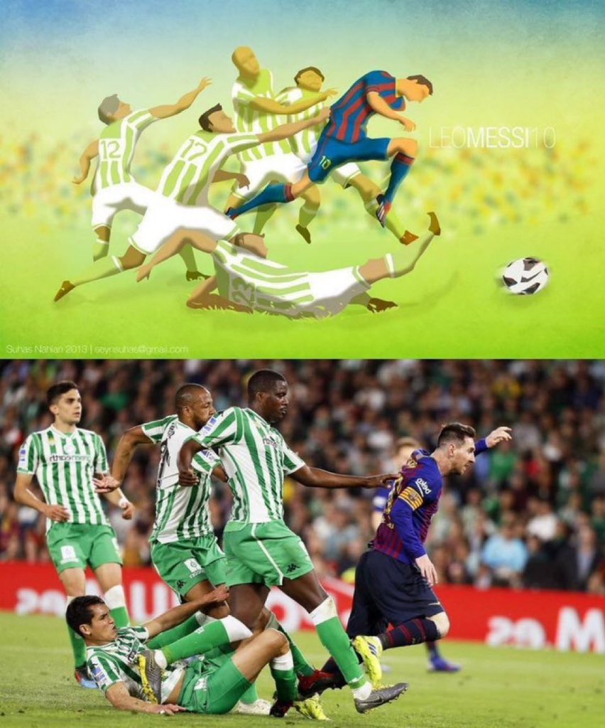 witsel__'s tweet photo. En 2013, l’artiste Suhas Nahian avait imaginé une action complètement folle de Messi. Six ans plus tard, Leo l’a réalisée à la perfection. https://t.co/A18IK5tQ4k