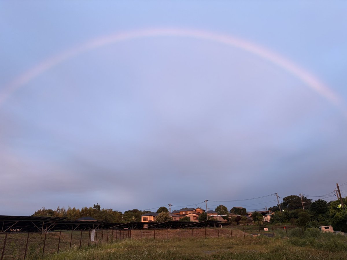DOG_FIGHT2016's tweet photo. 早朝のお散歩中に大きな虹出現🌈！
何かよいことありそう！
#虹 https://t.co/l0NYixnYfo