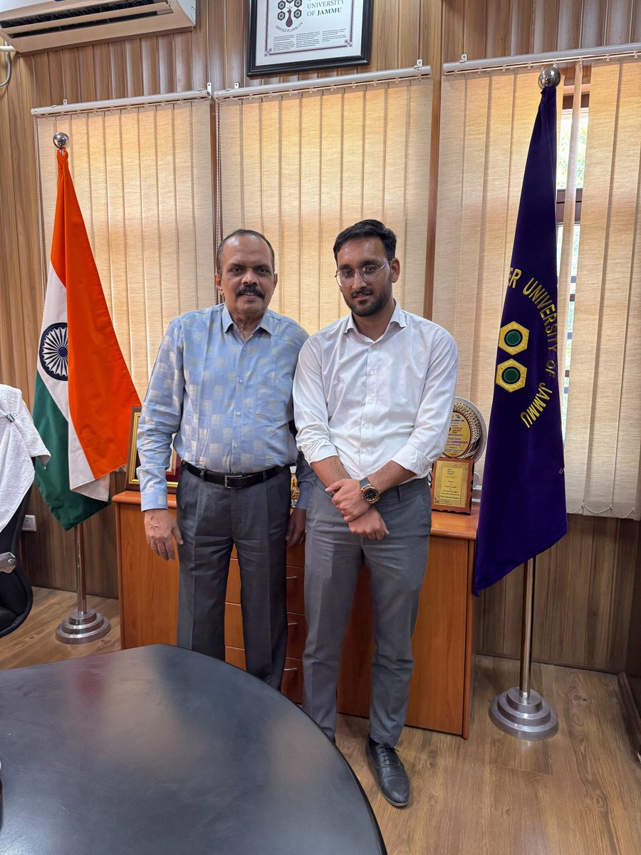 massratmalik's tweet photo. Met Dr. K.S.Chandrasekar,Vice Chancellor,Cluster University Jammu,&amp; urged the establishment of a full-fledged university in Chenab Region,stating that a campus alone is not enough to meet the educational needs of the people.@UniversityJammu 
#ChenabRegion  #UniversityForChenab https://t.co/h2Ae6I5yuq
