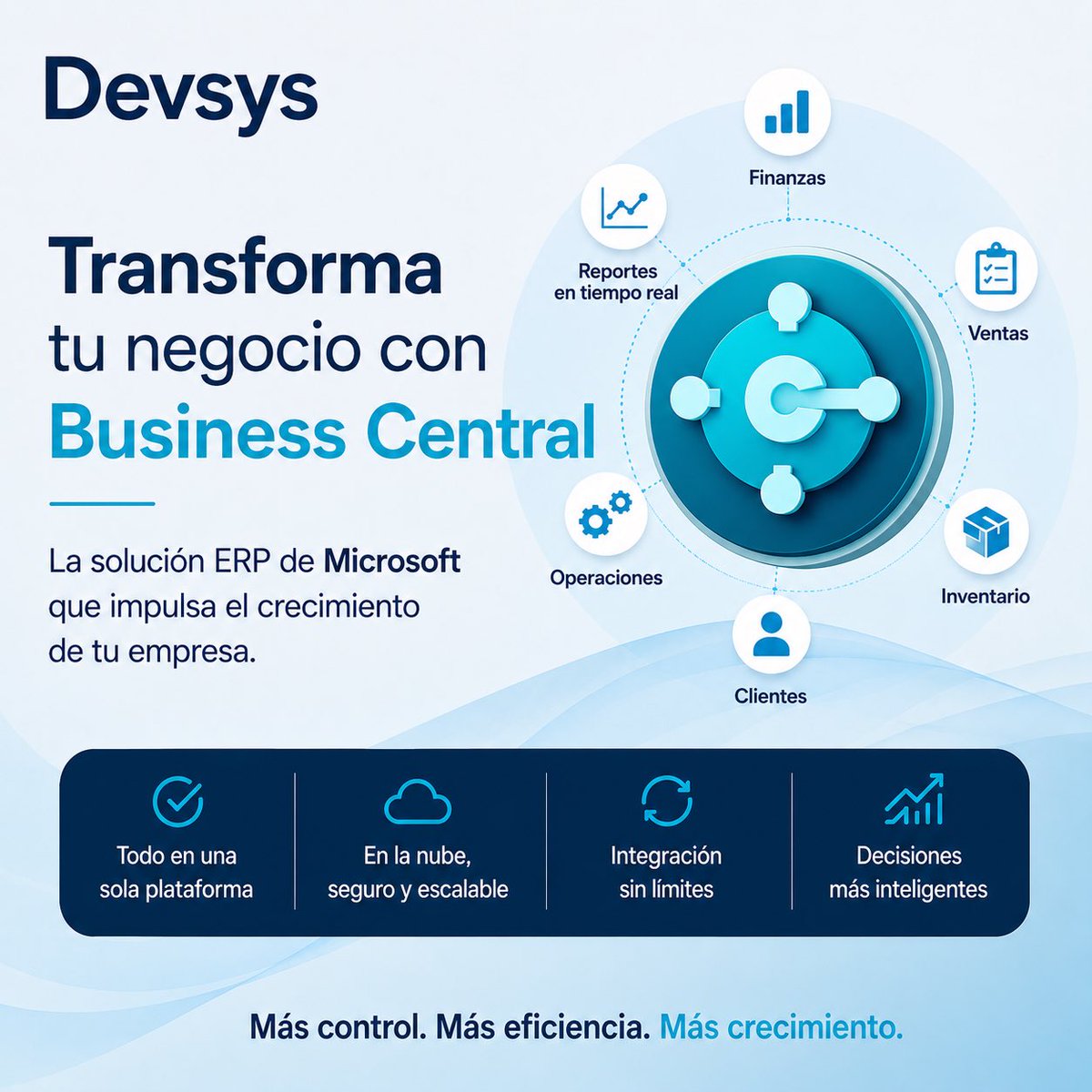 DevsysdeMexico's tweet photo. Impulsa cada área de tu empresa con una solución inteligente, escalable y totalmente integrada. 🚀

✨ Más control
✨ Más eficiencia
✨ Más crecimiento

#BusinessCentral #MicrosoftDynamics365 #Devsys #ERP #TransformaciónDigital https://t.co/LK8KqUtaHA