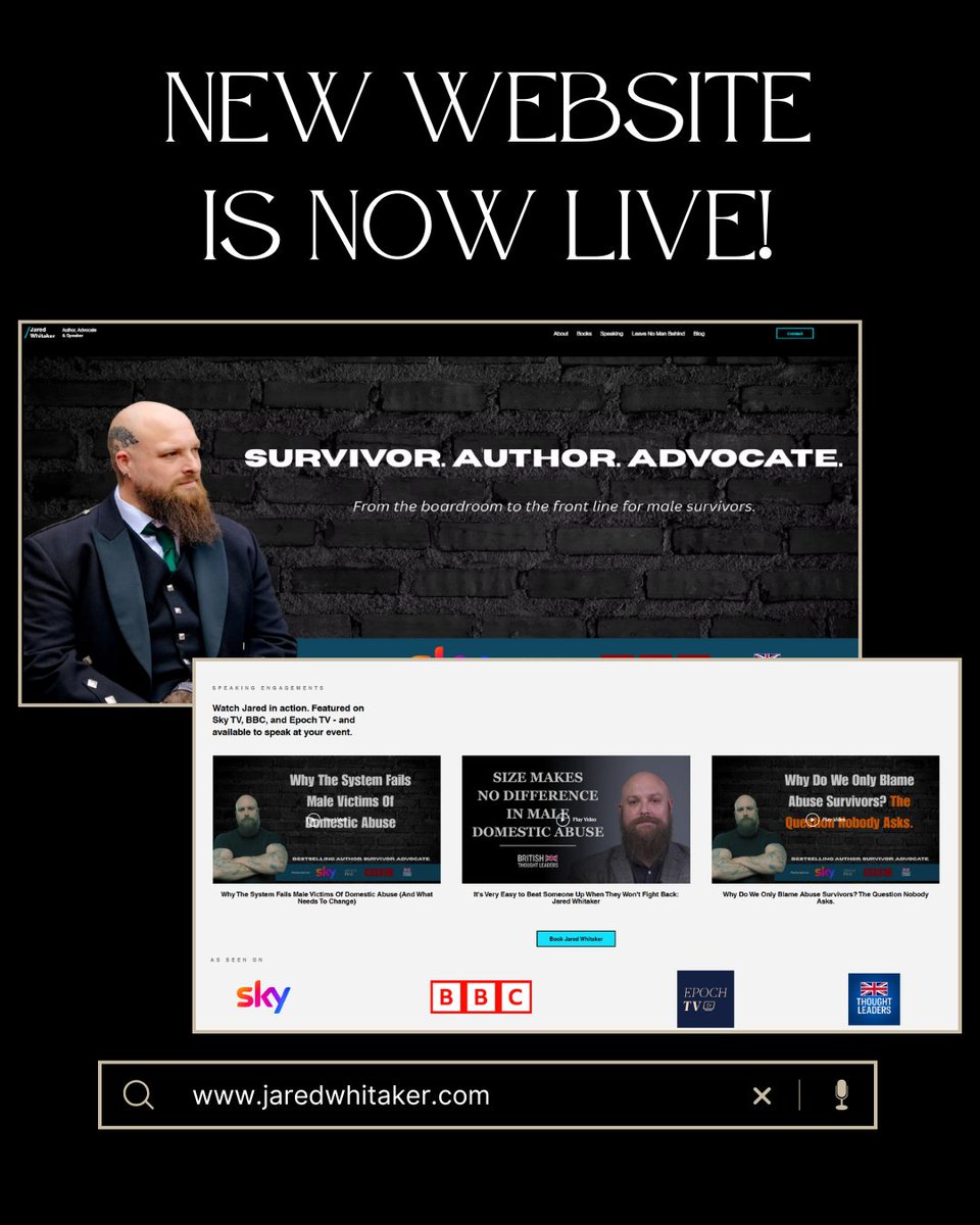 jaredwauthor's tweet photo. The website is live.
https://t.co/KRvnvStzo6

Eight books. A movement. A blog for every man told his pain does not count.

Go and take a look.

#MaleDomesticAbuse #LeaveNoManBehind #MensMentalHealth #MaleSurvivor #NewWebsite #BuiltToBeBroken https://t.co/V4RNj2vZuP