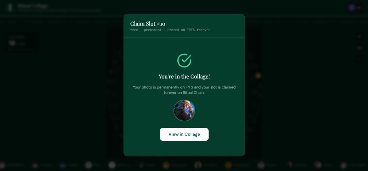 Sabiboy___'s tweet photo. I just tried the ritual mosaic built by @Sujoodly 

it's an onchain community collage

- connect your wallet
-select a spot on the collage board
- upload your pfp, fill in your X username and the name you would like to see on the collage
- then confirm the transaction in your wallet

try it here: https://t.co/SsFHbhuF65

gritual 🕯️