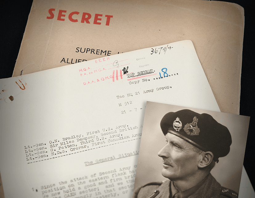 RRAuction's tweet photo. Churchill. Eisenhower. Bradley. Patton.

All received Field Marshal Bernard Montgomery's top-secret battle directives.

This remarkable WWII archive traces the Allied campaign from D-Day to Germany's surrender and is now open for bidding @RRAuction 

#WWII #MilitaryHistory #BernardMontgomery #Churchill #Patton #Eisenhower #RRAuction