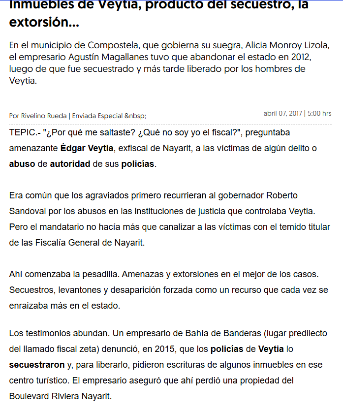 NoSoyBuenaOnda's tweet photo. No es de extrañar que el gobernador de Nayarit @MiguelANavarroQ actué bajo el mismo modus operandi que su compadre, amigo y mecenas el NARCO FISCAL EDGAR VEYTIA, siniestro personaje que despojo a cientos de familias de sus propiedades en Nayarit, FABRICANDO DELITOS, ya sea en contra de los propietarios o de sus familiares coaccionando su liberación o conmutar las sentencias a cambio de endosar estas propiedades bajo operaciones aparentemente legales con prestanombres y complices inmobiliarios.

Miguel Angel Navarro trae las mismas mañas, proviene de esa misma cepa de NARCO-COMPADRES-POLÍTICOS que han asolado a los Nayaritas desde hace décadas y con total impunidad, ha pasado por todos los partidos políticos donde siempre ha quedado mal, por ambicioso, corrupto y marrullero... (Un López Obrador version aun mas bananera y del ambito local)

¿Que esperaban de este malandro sacado de las mas inmundas letrinas partidistas?, ¿Que con otro cambio de camisetita se volvería honesto este chacal? ¿Que su asociación con delincuentes detenidos en EEUU que apadrinaron sus campañas fue mera casualidad? NO MAMEN!!! 

Abran los ojos el gobierno esta en las garras de delincuentes que los vana a dejar hasta sin calzones y van a tener que darles las gracias...

De estro se trató todo este teatrito de la 4T, empoderar a los delincuentes para que gobernaran en favor de los criminales, MIENTRAS UNA SARTA DE PENDEJOS, LES APLAUDEN A CAMBIO DE UNOS MENDRUGOS DE PAN!