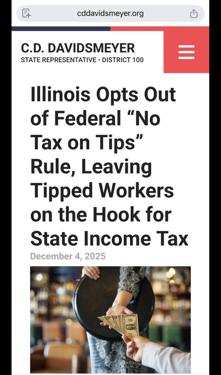 InTrust4547's tweet photo. @GovPritzker Didn’t Trump stop tax on Tips, but you kept them for Illinois? https://t.co/JAXh9gl2qn