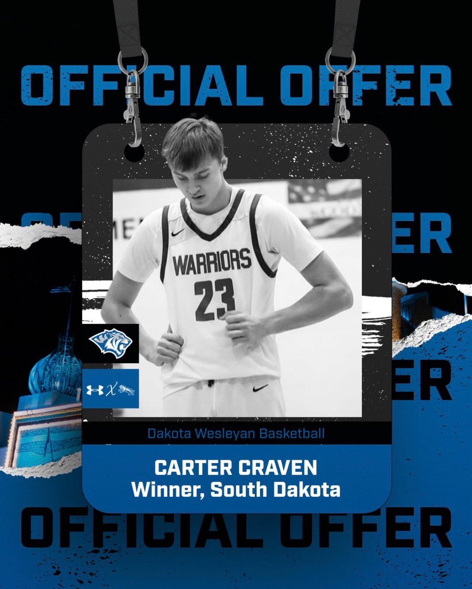 CarterCraven23's tweet photo. After a great visit today with @SamNicholsonDWU @Riewer2 @DWUMBB I am blessed to receive an offer from Dakota Wesleyan University. https://t.co/bYOZ60tyPI