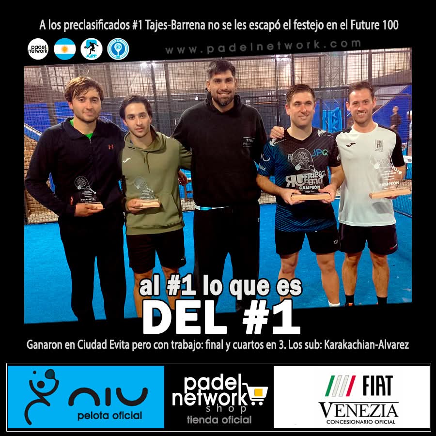 PadelNetwork's tweet photo. Los favoritos sacan chapa de favoritos y hacen la tarea para consagrarse en el Future 100 de Ciudad Evita.

Kevin Tajes y Martin Barrena son los campeones tras superar 4/6 7/6 6/2 a Ivan Alvarez y Gonzalo Karakachian en una trabajosa final. https://t.co/Upuf1uKFgh