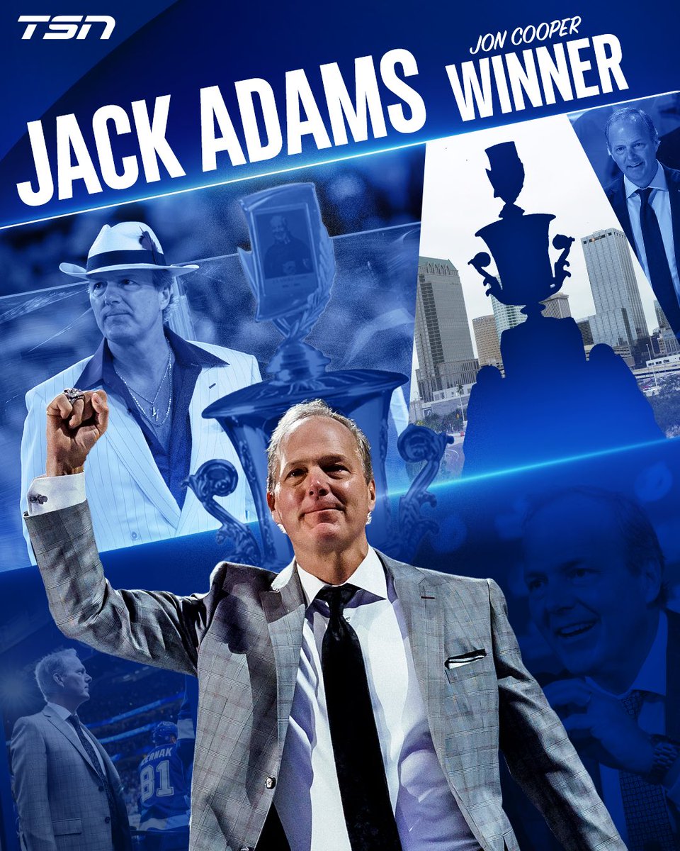 TSN_Sports's tweet photo. Jon Cooper is the Jack Adams winner for the 2025-2026 NHL season! 🏆

Cooper takes home the first Jack Adams award of his career after the Tampa Bay Lightning finished the season with a 50-26-6 record for 106 points. https://t.co/j9dO9sUrdf