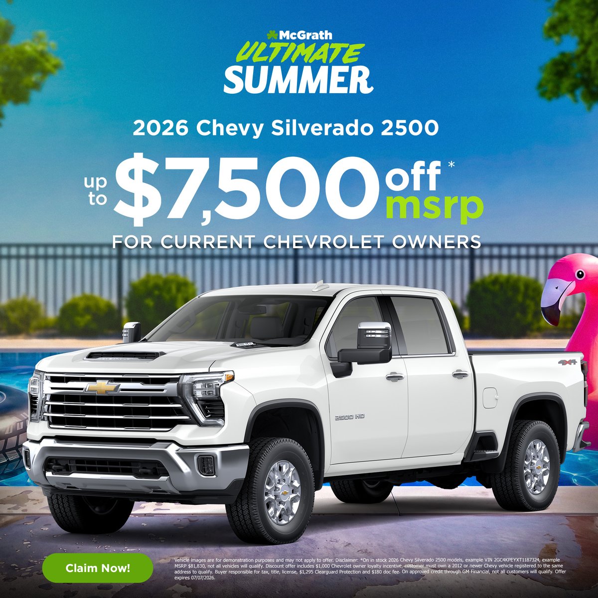 McGrathAuto's tweet photo. The 2026 Chevy Silverado 1500 is up to $12,000 off MSRP, or finance at 1.9% APR for 72 months, or lease from just $379/month. And if you're already a Chevy owner, the 2026 Silverado 2500 HD is up to $7,500 off MSRP. https://t.co/UCEUZt3hoJ https://t.co/JMEmiZ1T7R