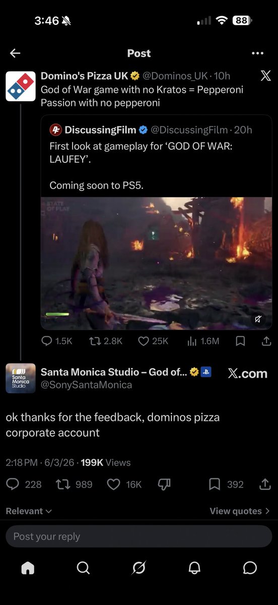 PanthoriusPrime's tweet photo. @SweatyFlops @MrJmoneyDeus Takeout or delivery? 😮😮.  

🍕can’t believe a corp account did that. https://t.co/tEWvJOun3h