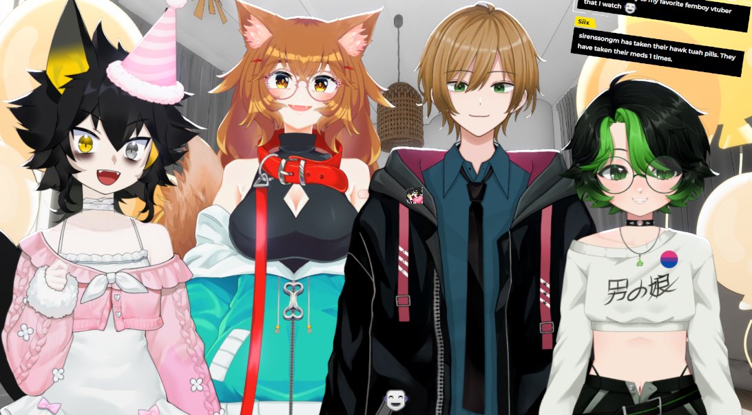 SiixVTuber's tweet photo. ITS MY BIRTHDAY SO IM HOLDING MY FRIENDS HOSTAGE TO PLAY GAMES https://t.co/cn6mG6bXnk