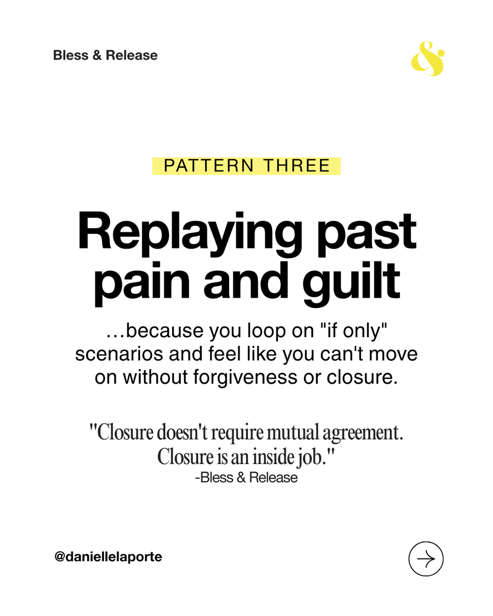 DanielleLaPorte's tweet photo. Replaying past pain and guilt.

You loop on "if only." You can't move on without forgiveness or closure.
Here's the truth: closure doesn't require mutual agreement from the people involved.
Closure is an inside job. https://t.co/bXopo2G1W2