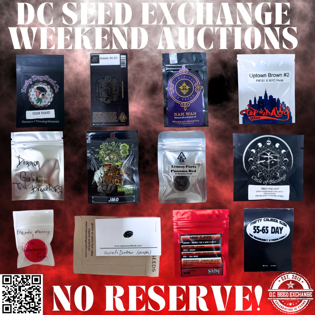 DCSeedExchange's tweet photo. 🚨 THE WEEKEND VAULT AUCTION 🚨

We're cracking the vault this Friday for a massive genetic showdown. Score elite packs, rare unreleased gear, and legendary history from the industry's top breeders.

⏳ 48 Hours Only
💵 Bidding Starts at JUST $1

Don't sleep—set your alarms and name your price.

👇 Scan the QR code to register & preview the lots!

#seedauction #growyourown #cannabiscommunity #homegrown #vaultdrop #phenohunt #raregenetics #chemdawg #piff #inhousegenetics #massmedicalstrains #symbioticgenetics #topdawg