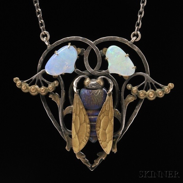bombyshells's tweet photo. Art Nouveau Pate-de-Verre &amp; Opal Pendant https://t.co/7NicBApKd3