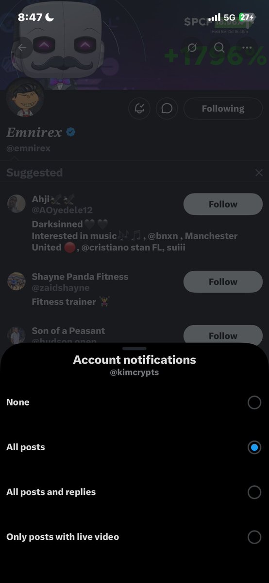 kimcrypts's tweet photo. @Senpai_o1 @emnirex Notis on ✅🙏🏿 https://t.co/Kxf03Oz1iE