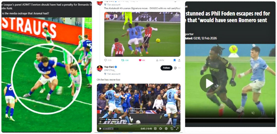 TTaunter's tweet photo. @nytimes @TheAthleticFC Fuck that shit.  

Who was the .06 bean counter for Man City skating free?  They Genie-lamped 3 reds on Khusanov ALONE, never mind the Foden and Silva reds &amp; pens off the top of one's head.

Or Man U getting 3 Magical "What handball?" passes on Dorgu, "keeper" Maguire, &amp; Forest? https://t.co/rYO43h2oP6