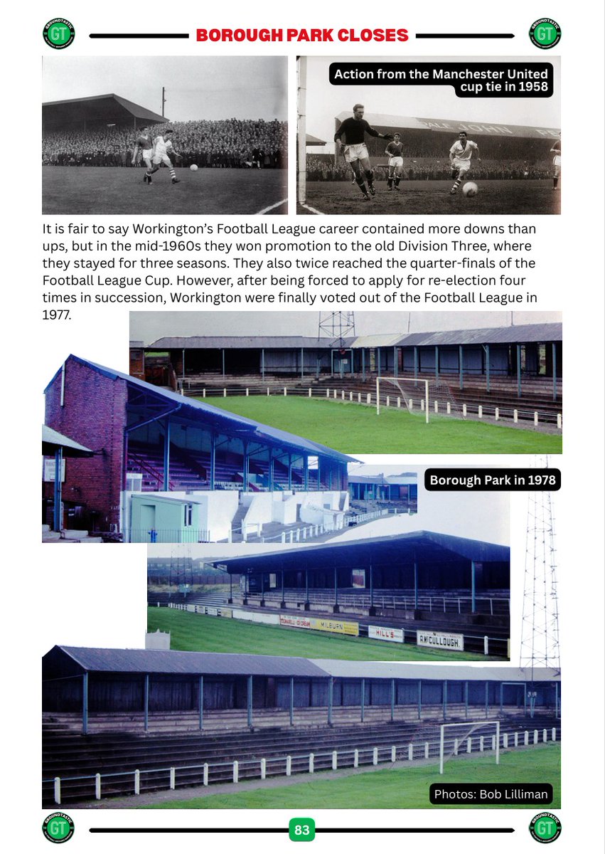 Groundtastic's tweet photo. In the Summer 2026 issue of Groundtastic (GT125), we report on Workington's last match at Borough Park in its current form, and also discuss the intertwined history of its neighbours Derwent Park and Lonsdale Park. Buy here: https://t.co/pAYn9j1FkL https://t.co/pxq7HVBZW5