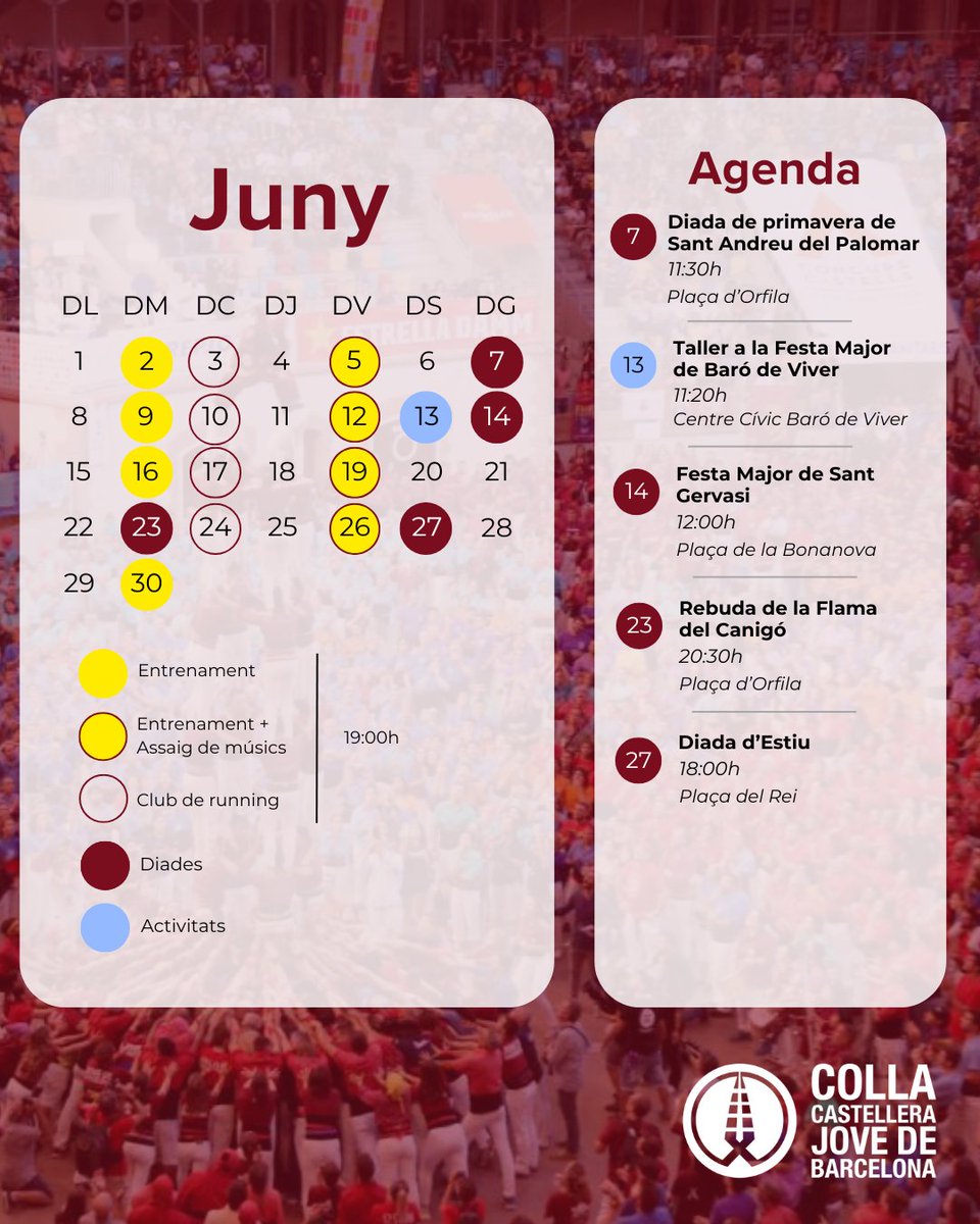 jovedebarcelona's tweet photo. CALENDARI DE JUNY!
MES TOP!!

#JBCN #OrgullGrana #JunyMesTop #castells https://t.co/xKA0mWsyBT