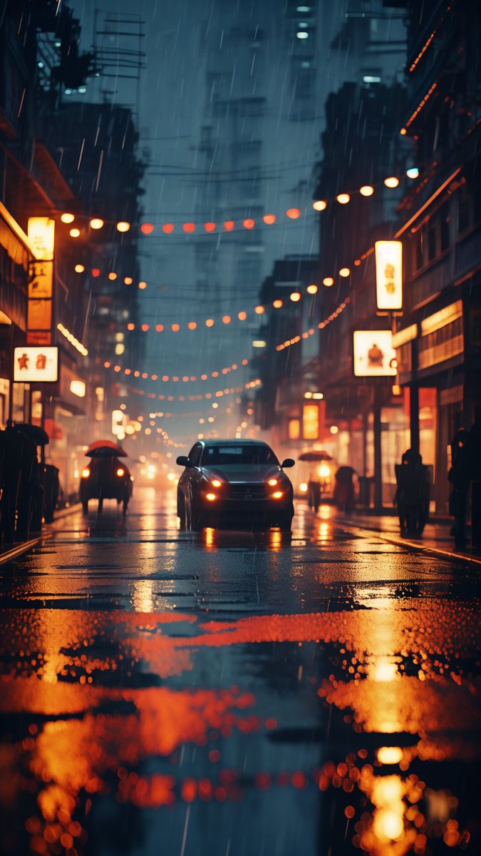 BAMBAJoseph's tweet photo. [Rain-soaked city sidewalk glows under neon signs—random midday street find that hit different.]， https://t.co/7sqndgTgsM