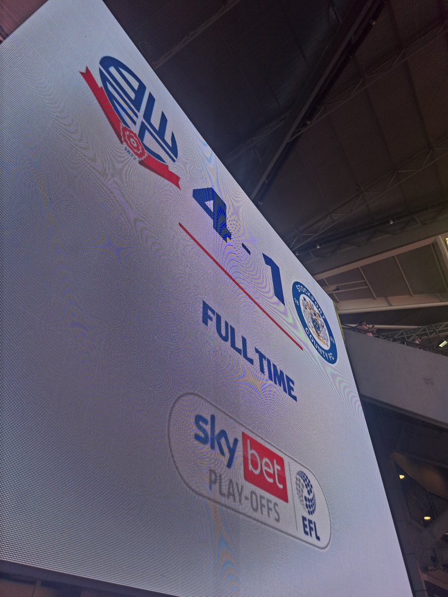 MrHotLunch's tweet photo. Nearly a month on from the first leg against Bradford. 3 fantastic play off games. The atmosphere, the performances, the goals, all absolutely perfection. Still rewatching it all. This is why we watch football, this is why we support Bolton Wanderers. #BWFC https://t.co/AEUzGJnoyS
