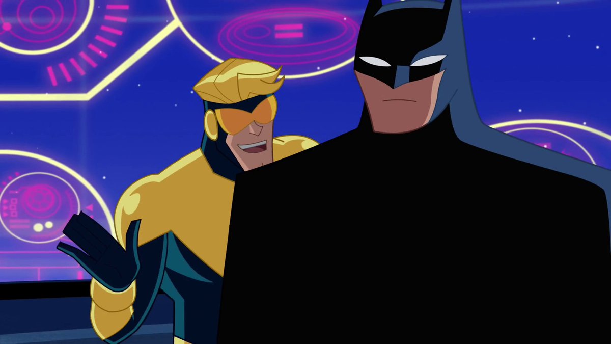 worldsfinest's tweet photo. The Justice League Action series finale episode, "She Wore Red Velvet," debuted this day (Jun. 3) in 2018. Written by Tim Sheridan and directed by Doug Murphy, Booster Gold is under attack in the final outing for this overlooked DC Comics animated series! #JusticeLeague #JLAction https://t.co/Z5g1A5drgZ