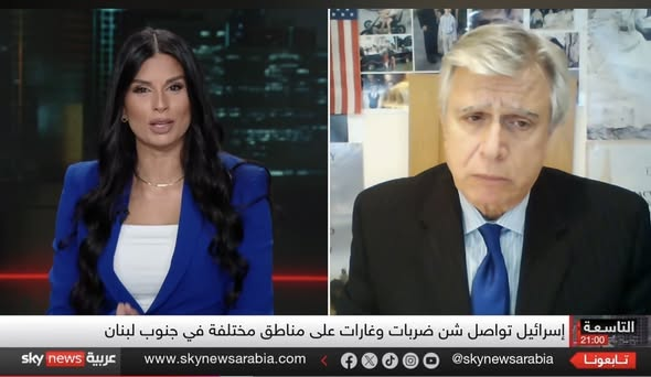 robertgrabil's tweet photo. My solo interview with #uae @MichellaSKY  on #usa, #Israel and #lebanon.
@POTUS  called on PM Netanyahu to stop attacking Beirut not to save Hezbollah. Several factors may explain why this request: Lebanon and Israel were beginning their 4th round of negotiation; Lebanese government felt uneasy participating in negotiations while the capital was under heavy attack, though targets were Hezbollah's; concerns were raised about exodus from Beirut given the high cost of collateral damage; and Iran and USA were engaged in negotiations whereby Iran linked the Lebanese crisis to that of Iran to reach an initial agreement. Linking Lebanon to Iran's crisis is also another way of projecting Iranian power through the "unity of theaters of war." 
Whatever is the case, Israel will continue targeting Hezbollah in so long remains armed and posing a threat to northern Israel. 
Significantly, USA is introducing a Lebanese security plan separate from Hezbollah; as well as a plan to train Lebanese armed forces to administer security in Beirut!
https://t.co/cwJIDjGPTX