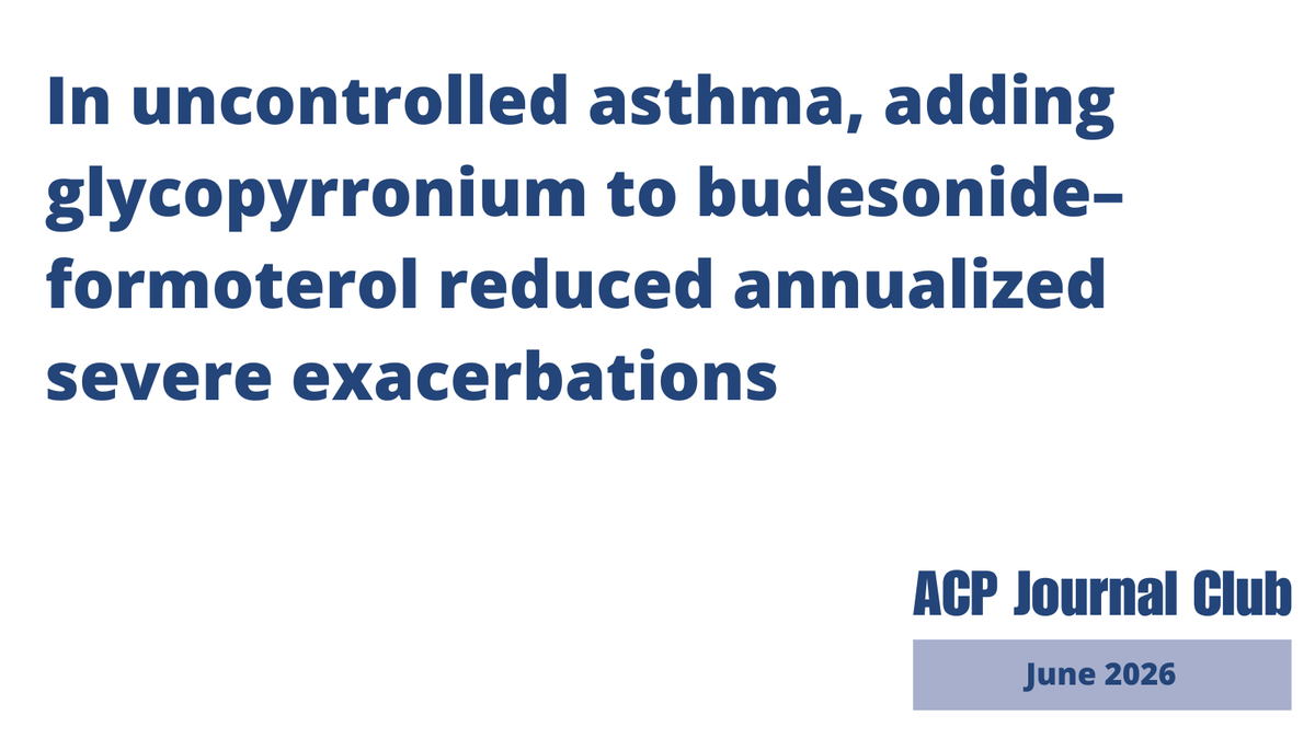 AnnalsofIM's tweet photo. A new ACP Journal Club is online now. Read summaries of new research on treatment for uncontrolled #asthma, intermittent fasting, #tirzepatide and cardiovascular events, and much more. https://t.co/a16lNcHaF4 https://t.co/xtEQ4m9HFb