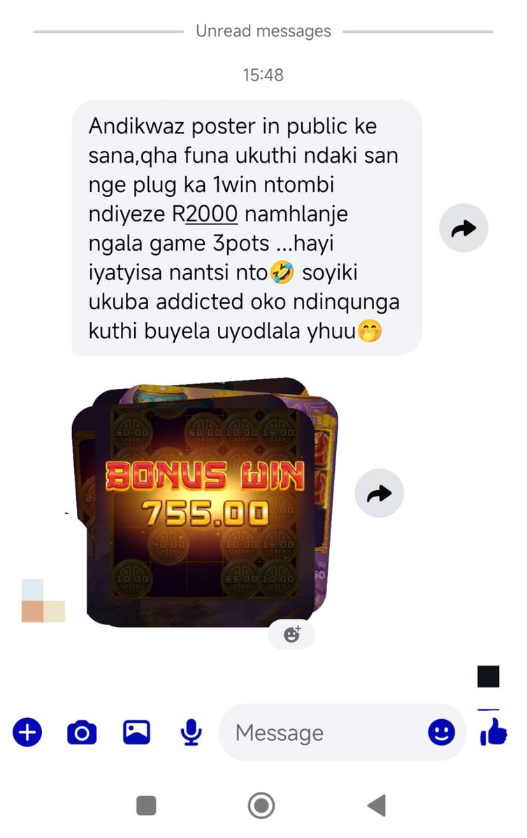 Anda_funde's tweet photo. @meikkp Nge 1voucher ka R50 ungene ku 1Win udlale igames ungabuye ne R3000

1voucher ka R50 uthola 70 to 180 spin zikhale🥳🥳💃

Link Link: https://t.co/avLPIfgYge
Promo code : Anda03

Channel with information : https://t.co/UEZrwbqaN9

Ungaphoswa yi mali !! 🚨 https://t.co/EOidv6vTEF