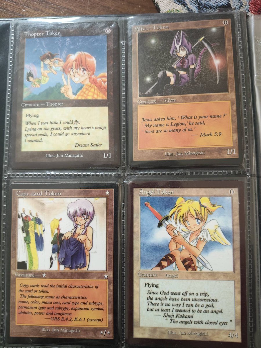 nestapendragon's tweet photo. I grew up watching Anime in the 90s (Sailor moon and Ranma!) so one thing I've always wanted to get my hands on was a Jun Minagishi MTG token.

I just think they're so cool! And really hit all my childhood nostalgia. I'm always keeping an eye out to see if I can get one cheap😁 https://t.co/WrAv77iizs