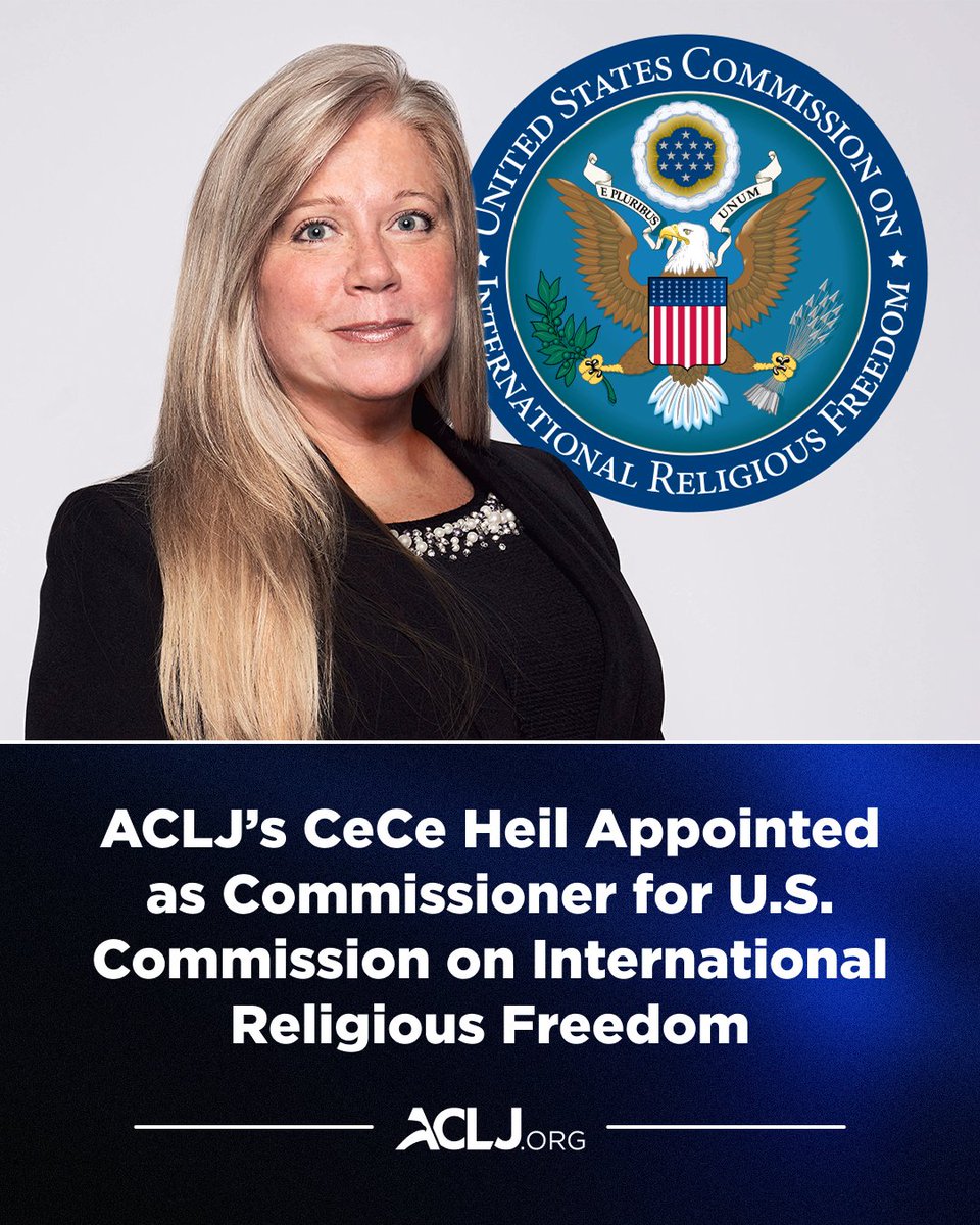 JordanSekulow's tweet photo. We are honored to announce that ACLJ Senior Counsel CeCe Heil has been appointed as a Commissioner for the U.S. Commission on International Religious Freedom.

CeCe has spent years defending persecuted Christians worldwide. We are proud to see her expertise recognized in this important role.  

Read more: https://t.co/lWTLMEEVWu