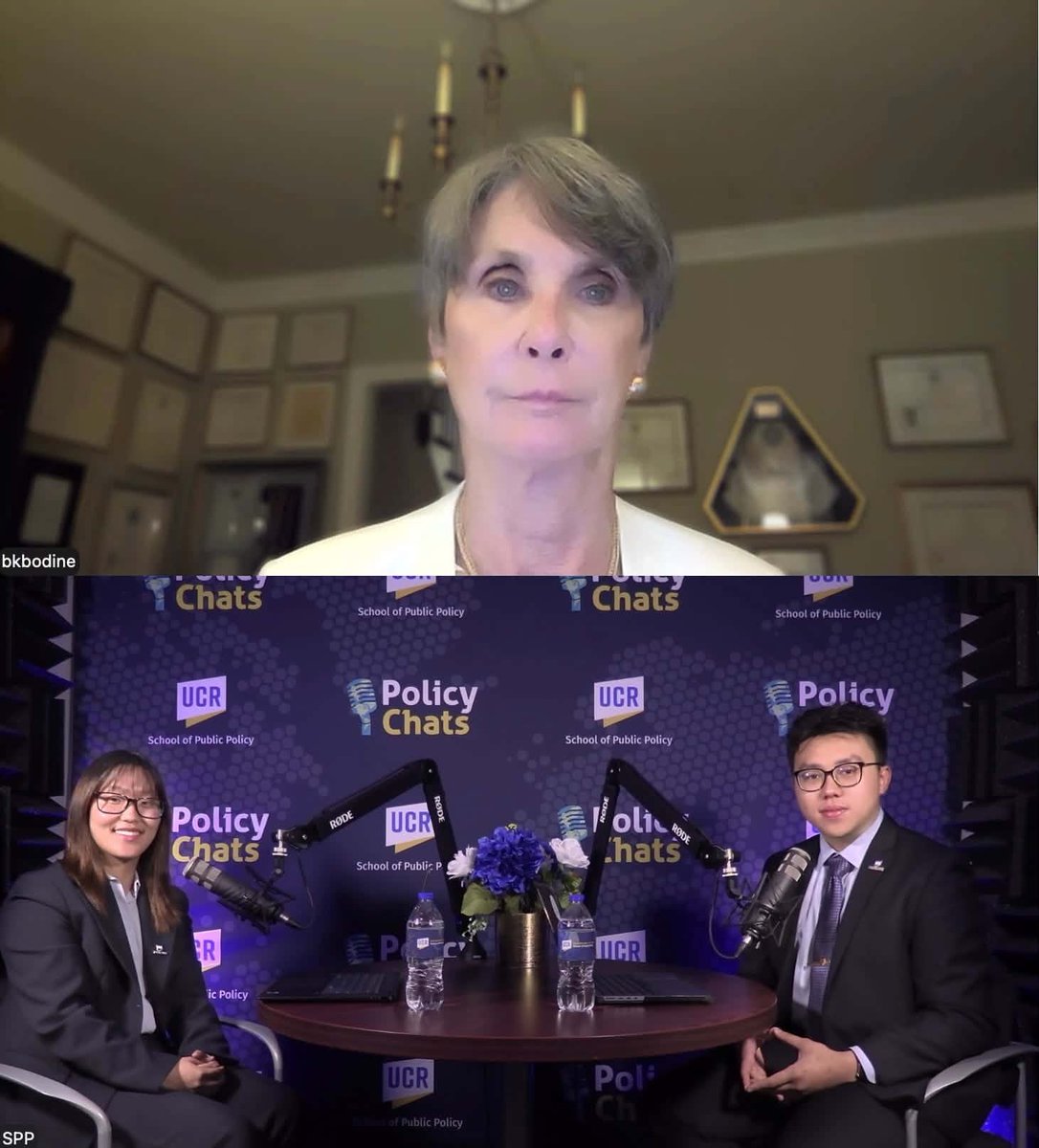 ucrspp's tweet photo. Thank you to former Ambassador and now Distinguished Professor in the Practice of Diplomacy, Barbara Bodine for taking the time to sit down with us for an upcoming episode of Policy Chats, our student-run podcast!

Prior to joining Georgetown’s School of Foreign Service, she spent over 30 years in the U.S Foreign Service improving Arabian Peninsula and greater Persian Gulf issues. She held many positions during her time in Yemen, Kuwait, Iraq and the USS Cole crisis, including Deputy Principle Officer during the Iran-Iraq war, Deputy Chief of Mission during the Iraqi invasion, the Senior State Department Official in Iraq, and many more. 💼

➡️ Stay on the look out for this episode’s release!

#UCRSPP #SPP #SchoolofPublicPolicy #UCRSchoolofPublicPolicy #UCR #PolicyChats #Spotify #Podcast #InternationalRelations #Government #USAmbassador #ForeignService