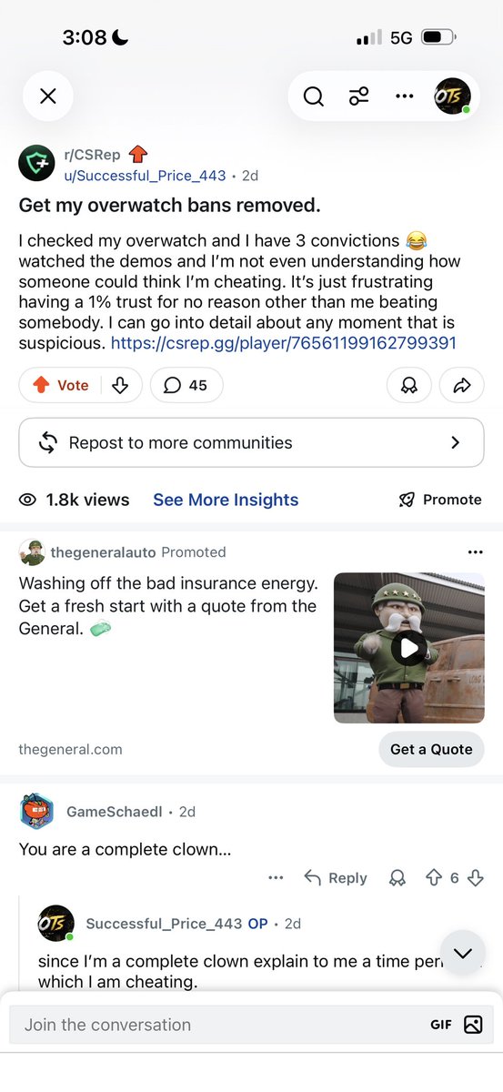 yotsCS's tweet photo. Not a single comment is someone saying I’m legit, like genuinely fix ur horse shit website @CSRepgg @ThatPattyGuy https://t.co/YthUvA8HiD
