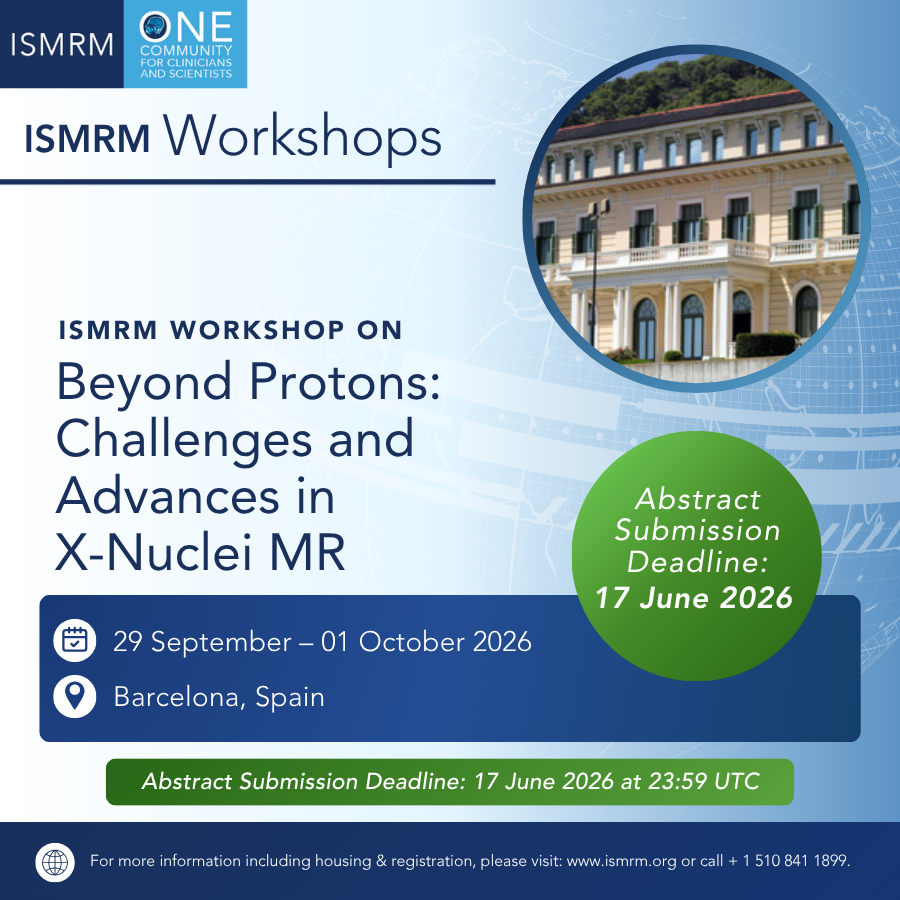 ISMRM's tweet photo. WORKSHOP WEDNESDAY
Mark your calendars for the abstract submission and stipend application deadline for the ISMRM Workshop on Beyond Protons!

Submit your abstract and/or stipend application by Wednesday, 17 June 2026: https://t.co/uFDsa2HABH

#ISMRM #ISMRT #MR #MagneticResonance https://t.co/Q7O1ZrOnnP