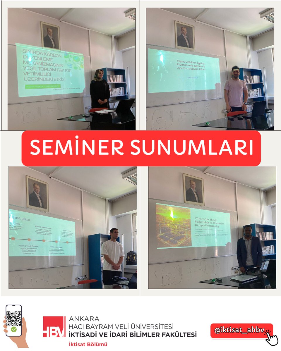 iktisat_ahbv's tweet photo. Lisansüstü eğitim programlarımızda yer alan seminer dersi kapsamında düzenlenen seminer sunumlarında, yüksek lisans ve doktora öğrencilerimiz kıymetli araştırma konularını sundular. https://t.co/p8QtbZnmjp