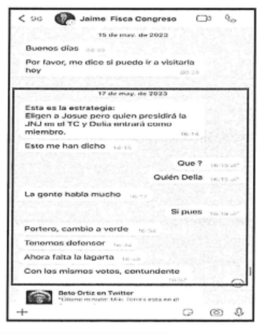 laencerronaperu's tweet photo. En el Caso Valkiria, el Eficcop investigó "influencias ilícitas" de alias “Vane” (Patricia Benavides) para la designación del Defensor en el Congreso.
Las coordinaciones se hicieron con un agente secreto que luego se supo, sería Martha Moyano.
Los chats muestran el plan. https://t.co/uNyLMW0vYA