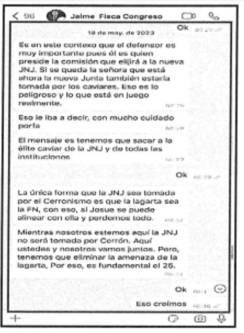 laencerronaperu's tweet photo. En el Caso Valkiria, el Eficcop investigó "influencias ilícitas" de alias “Vane” (Patricia Benavides) para la designación del Defensor en el Congreso.
Las coordinaciones se hicieron con un agente secreto que luego se supo, sería Martha Moyano.
Los chats muestran el plan. https://t.co/uNyLMW0vYA
