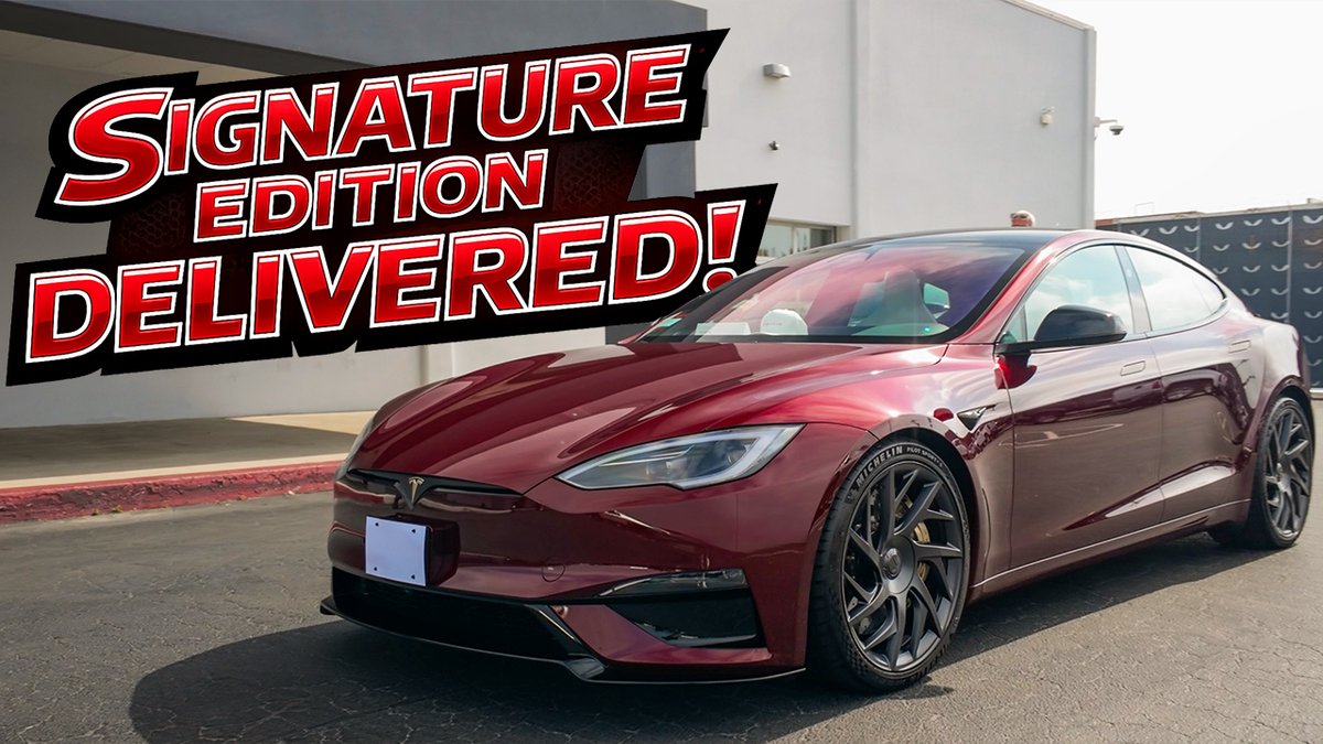 TSportline's tweet photo. Woohoo! 🎉 our Signature Edition #57/250 has arrived!  Time for the besoke OEM+ #TSportline special edition upgrades https://t.co/xYyKMiDBl5 #tesla #teslasignatureedition #teslamodels Tesla Model S https://t.co/5taejOWS1k